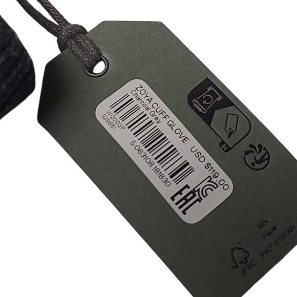 AllSaints Zoya Leather Cuff Gloves Small/Medium Charcoal Gray NWT - Picture 4 of 4